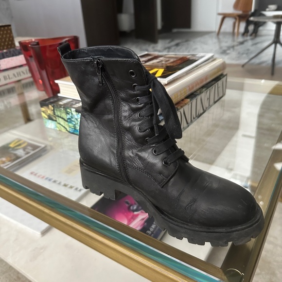 TOSCA BLU Black Leather Ankle Boots - Picture 3 of 5